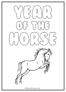Year of the Horse Free Printable Colouring Picture